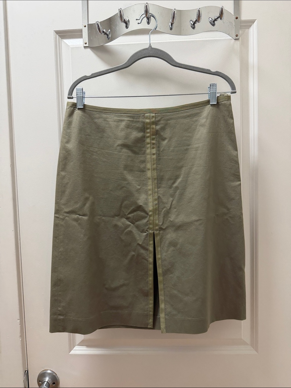 Armani Exchange Olive Green Midi Skirt with Front Slit